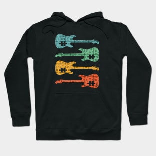 S-Style Electric Guitar Puzzle Cool Retro Colors Hoodie